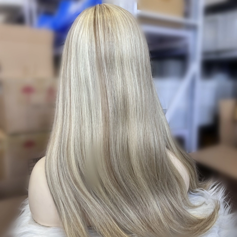 Blonde color Silk Top Wig straight hair jewish sheitel YR0016